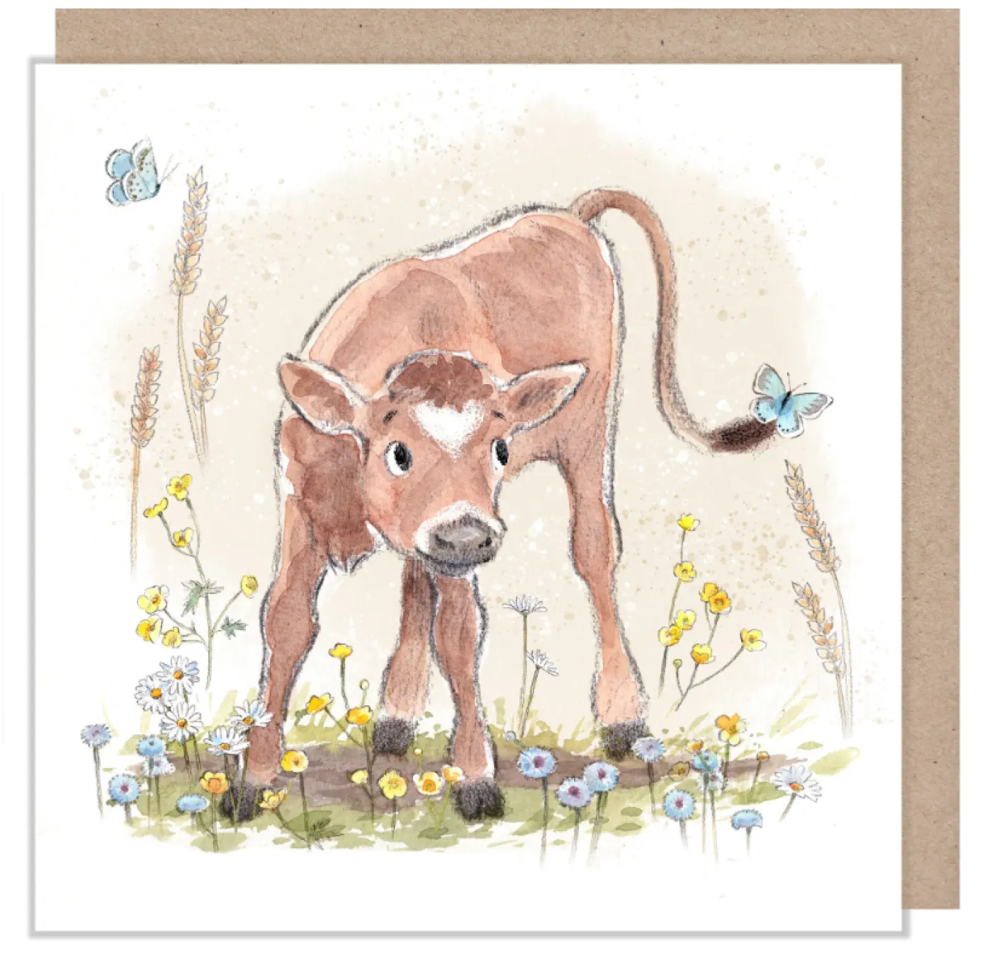Paper Shed Design Calf With Butterflies Greetings Card