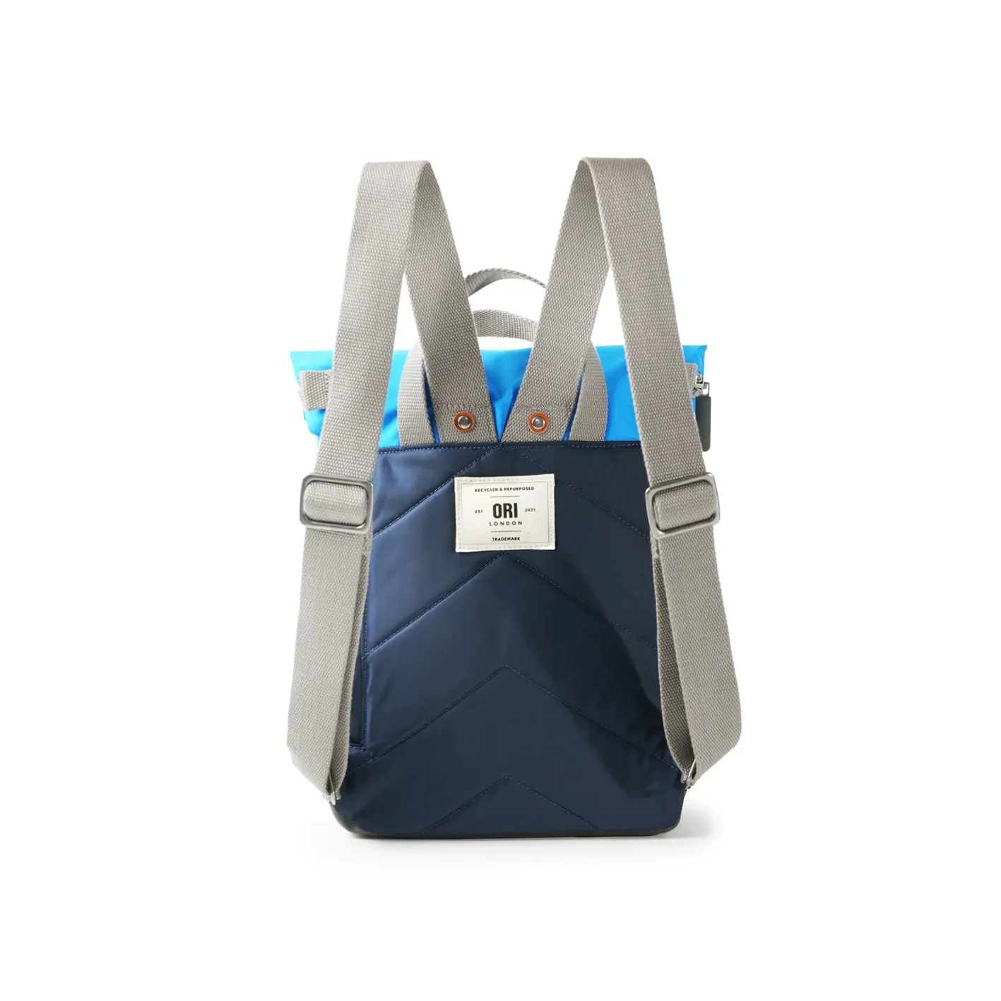 Ori London Canfield B Midnight Blue/Blue Neon Recycled Nylon Backpack - Small