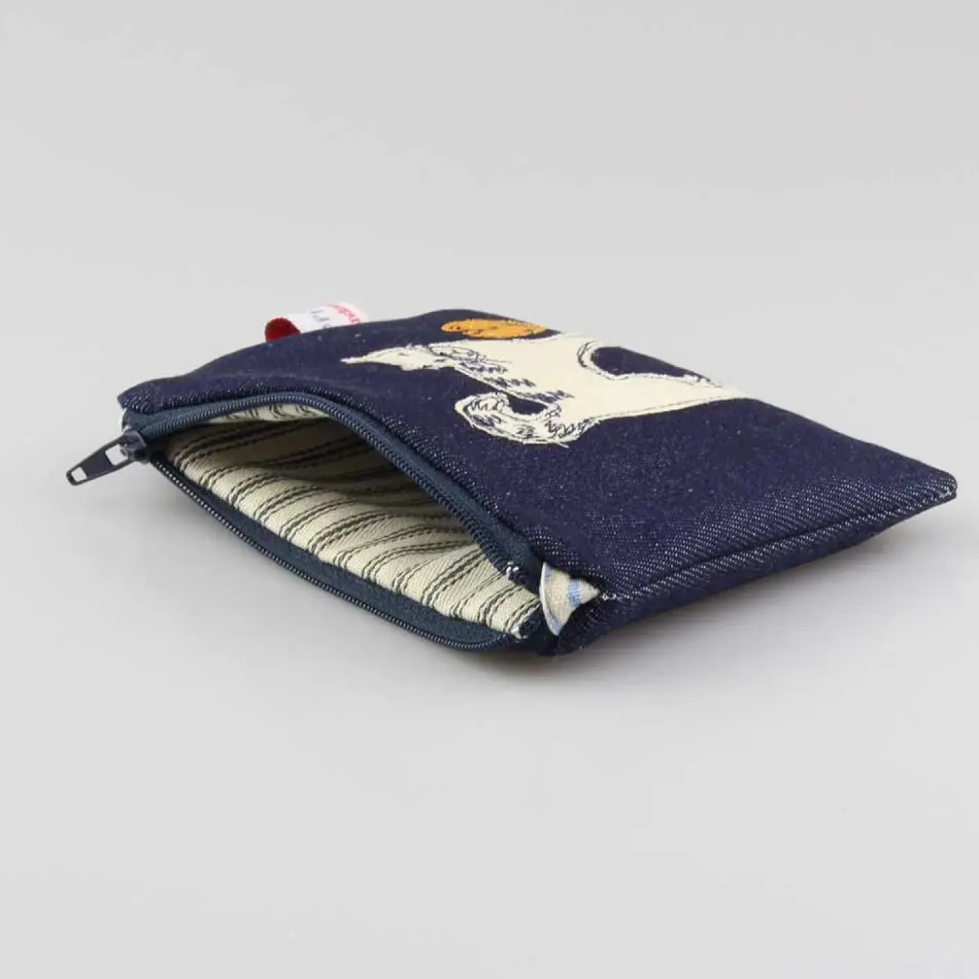 Poppy Treffry Cat Embroidered Flat Coin Purse