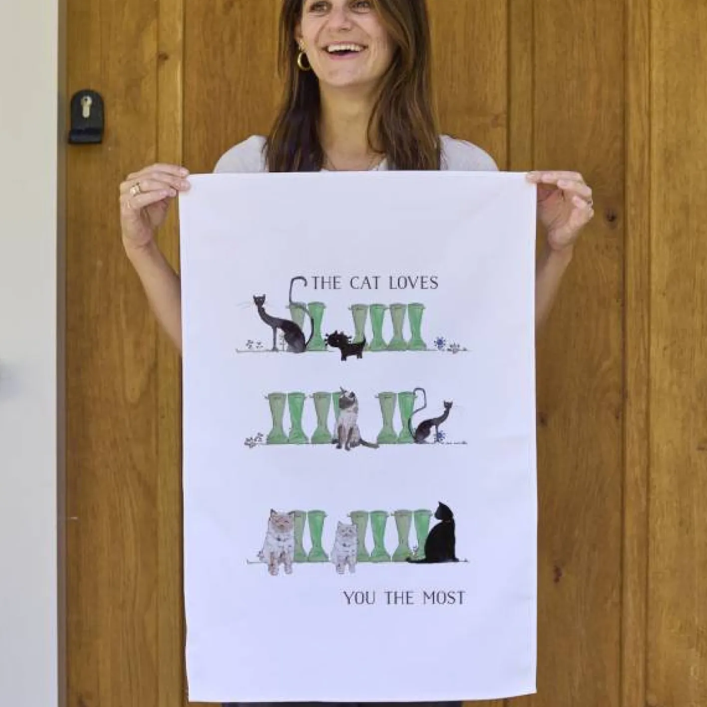 This Is Nessie Cat Lovers Welly Boot Tea Towel by