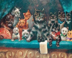 Madame Treacle Cats at the Theatre - Little Vintage Greeting Card