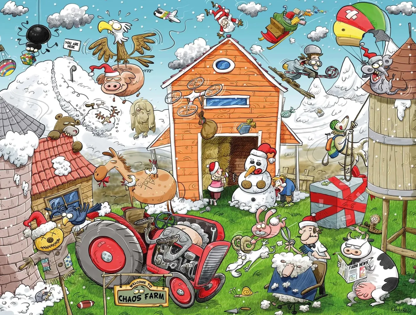 All Jigsaw Puzzles Chaos at Christmas 4 x 500 Piece Jigsaw Puzzles