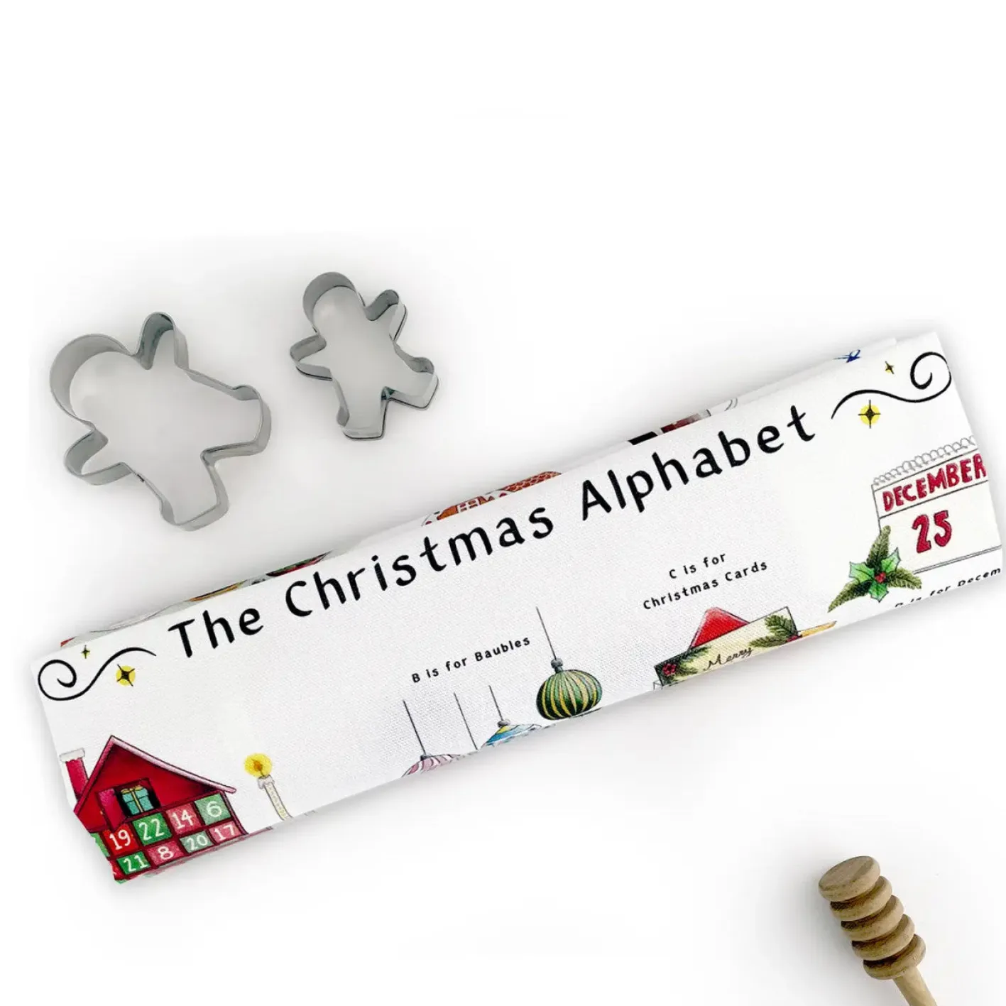 Yeti Christmas Alphabet Tea Towel
