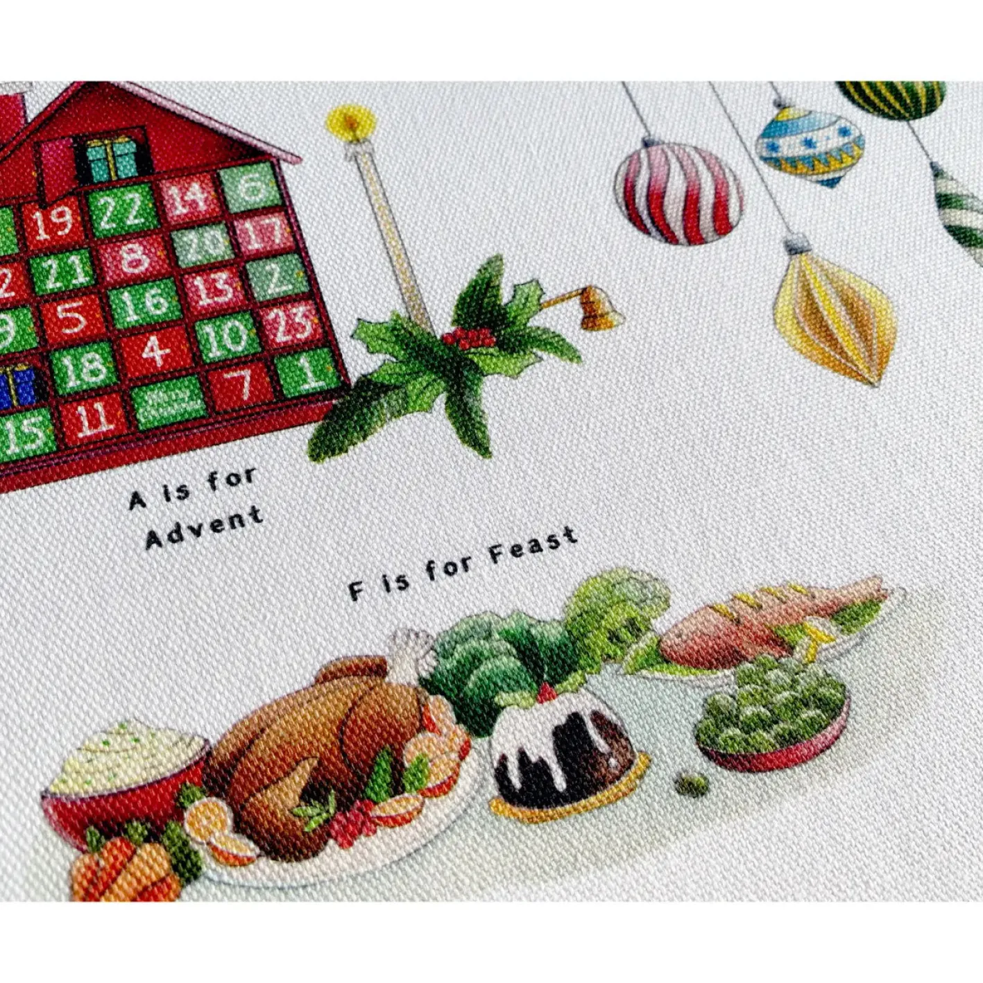Yeti Christmas Alphabet Tea Towel