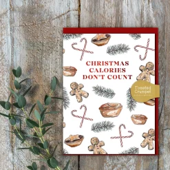 Toasted Crumpet Christmas Calories Don't Count Greetings Card
