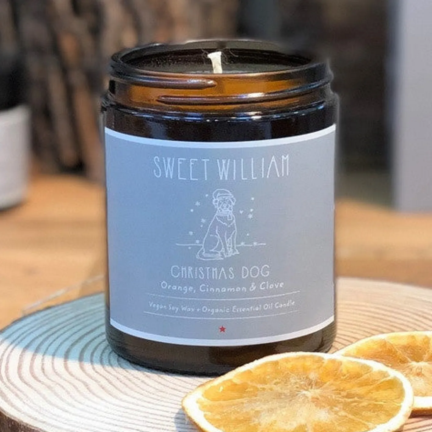 Sweet William Christmas Dog Candle