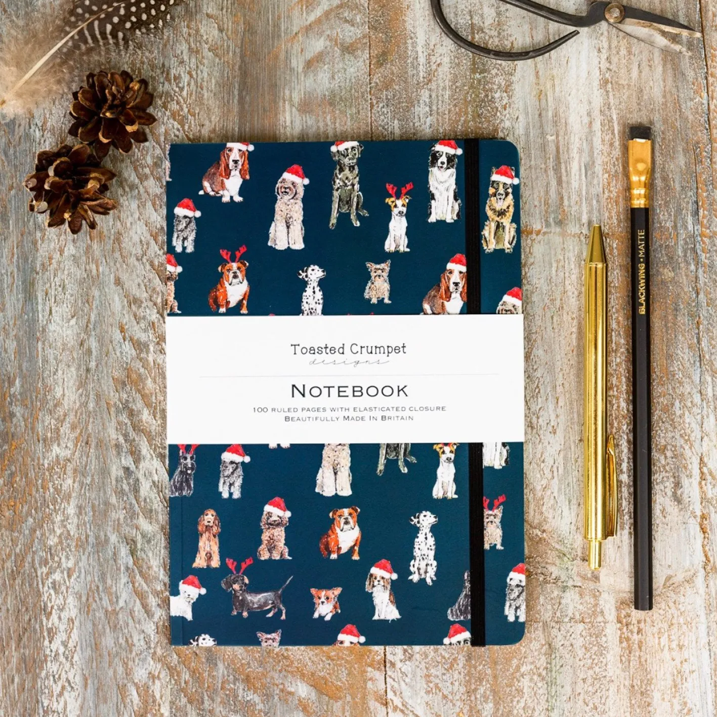 Toasted Crumpet Christmas Dogs A5 Lined Notebook