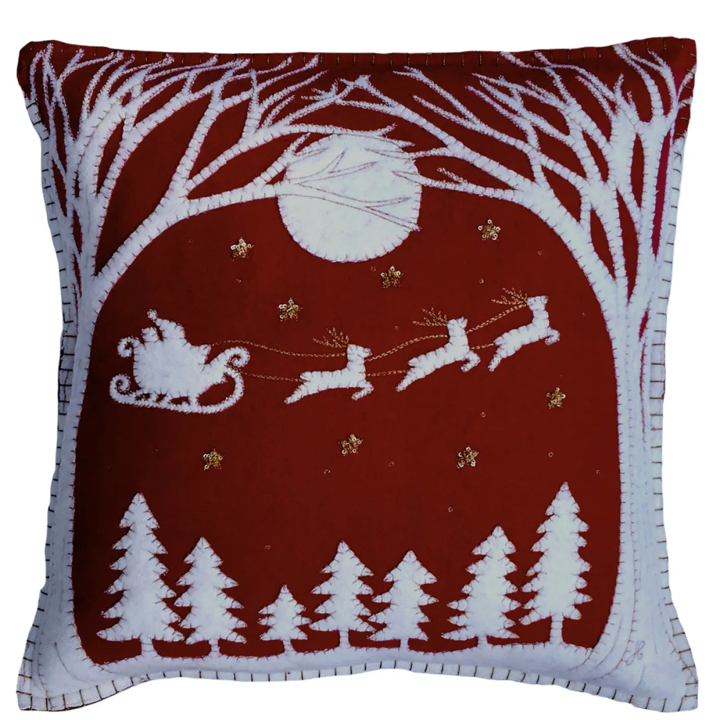 Jan Constantine Christmas Eve Pillow - Red