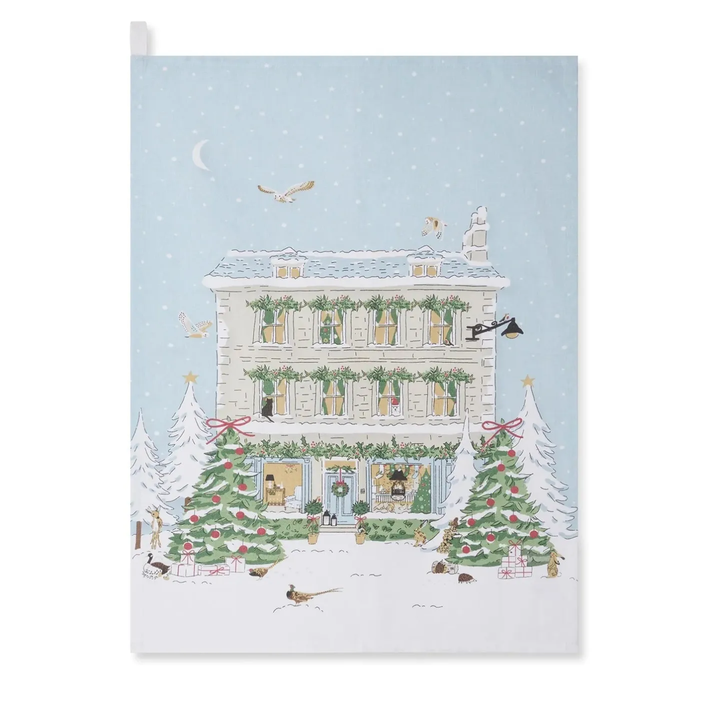 Sophie Allport Christmas House Scene Tea Towel