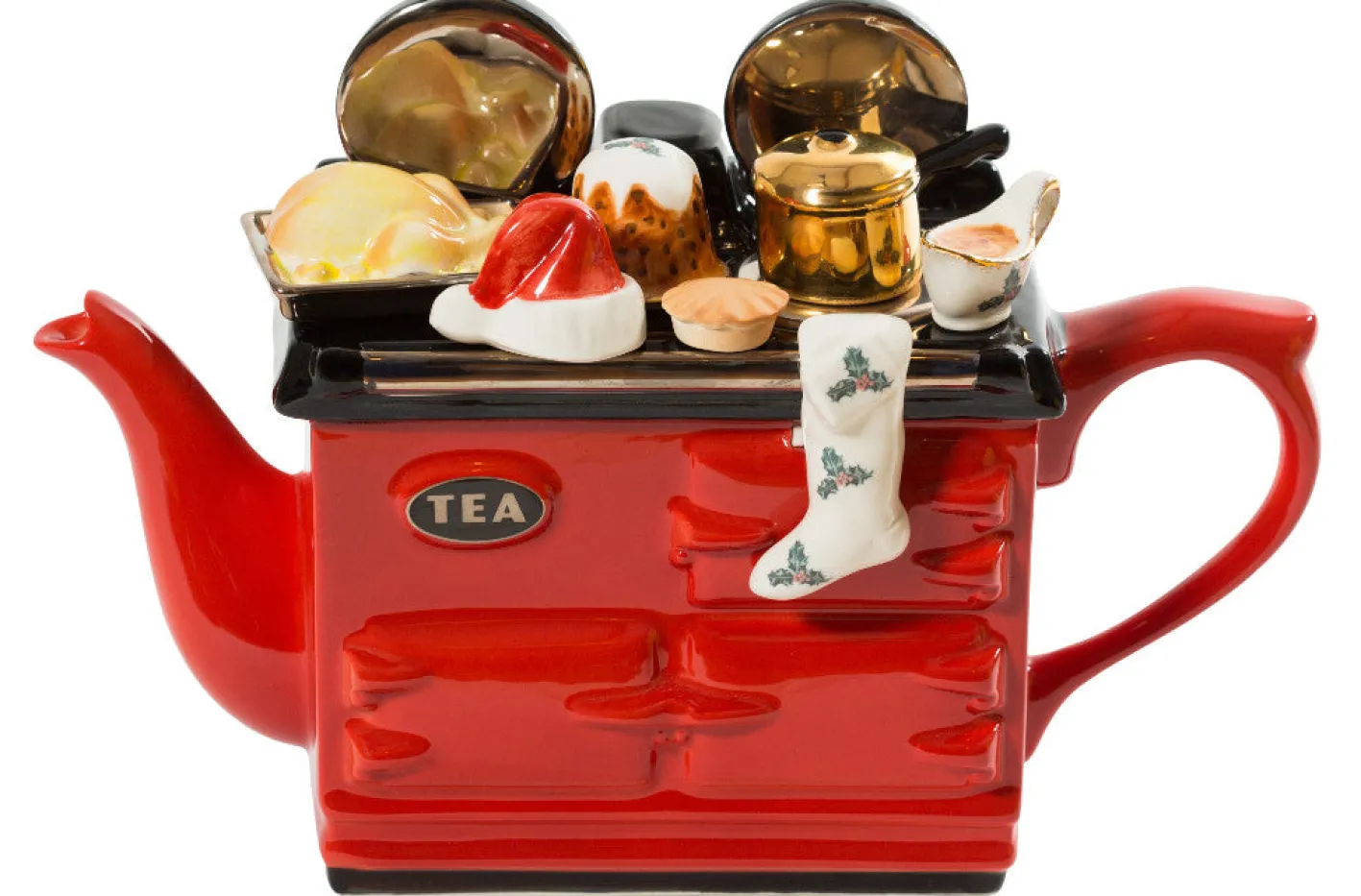 Ceramic Inspirations Christmas Large Aga Teapot - Red