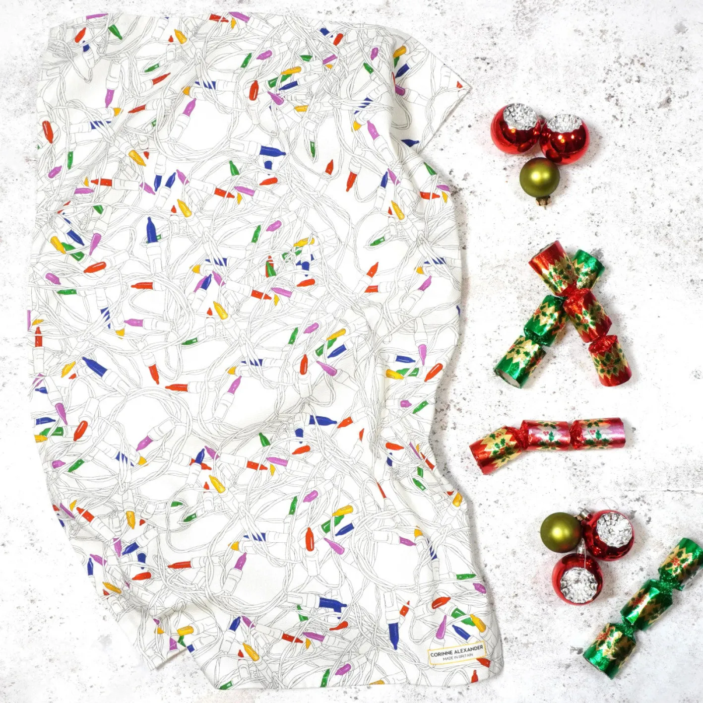 Corinne Alexander Christmas Lights Tea Towel by
