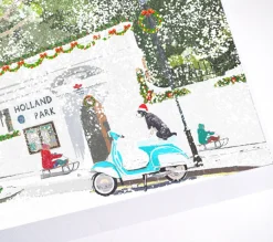 Njeri Illustrated Christmas on Holland Park Christmas Card - Vespa