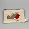 Poppy Treffry Christmas Robin Embroidered Flat Coin Purse