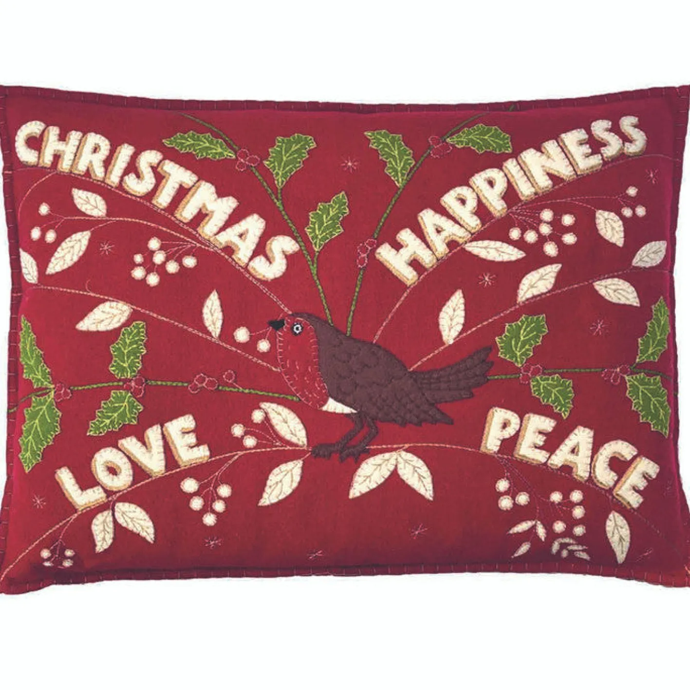 Jan Constantine Christmas Robin Pillow - Red