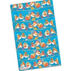 Emma Ball Christmas Robins Tea Towel