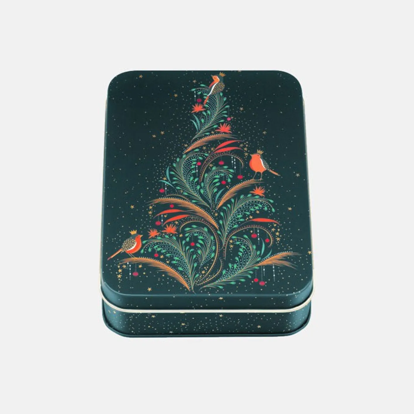 Sara Miller London Christmas Robin Tree Small Rectangular Tin