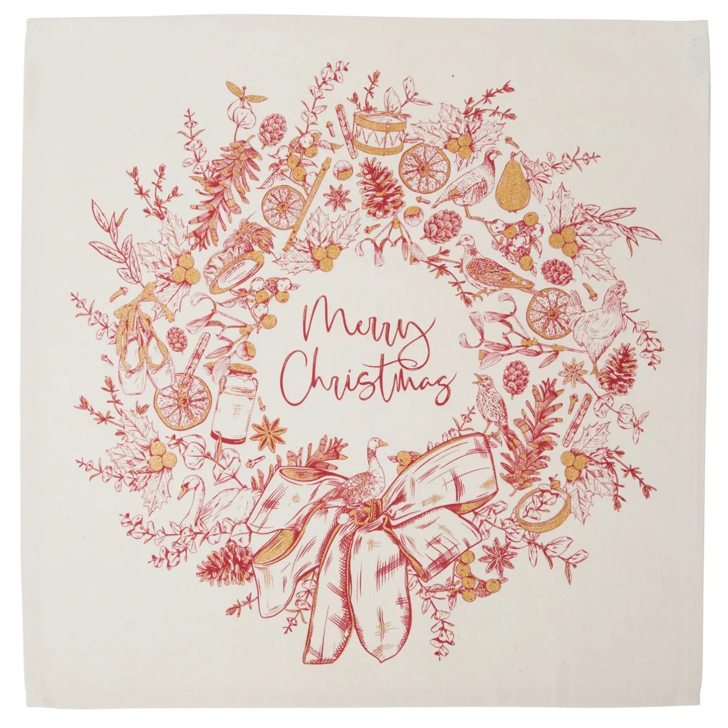 Victoria Eggs Christmas Wreath Napkins - Set of 4