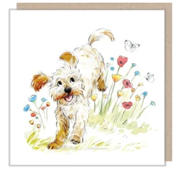 Paper Shed Design Cockapoo with Flowers & Butterflies Greetings Card