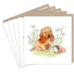 Paper Shed Design Cocker Spaniel Sitting with Hedgehog Set of 5 Notecards