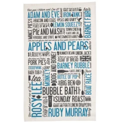 Victoria Eggs Cockney Rhyming Slang Tea Towel