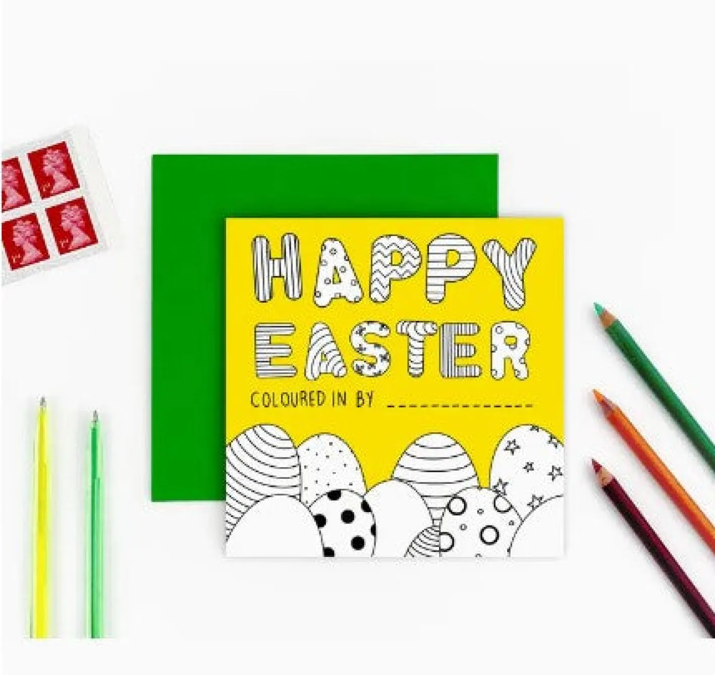 Yeti Colouring In "Happy Easter" Card