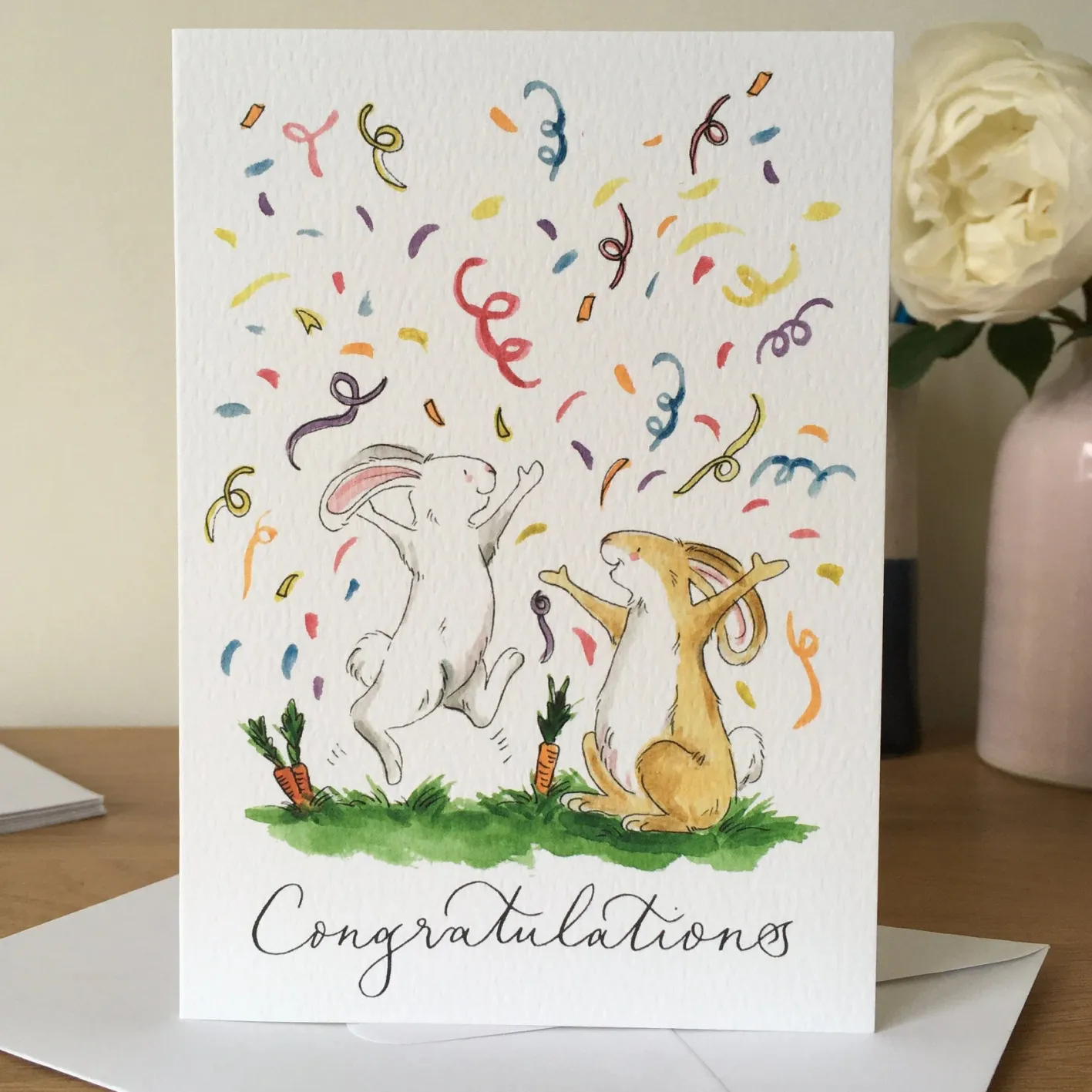 Ellie Hooi Illustration Congratulations Bunnies Greeting Card