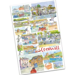 Emma Ball Cornwall by Tea Towel (Red)