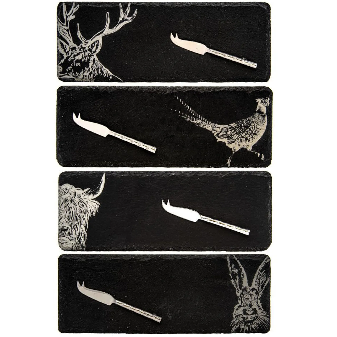Selbrae Country Animals Mini Cheese Board and Knife Set of 4