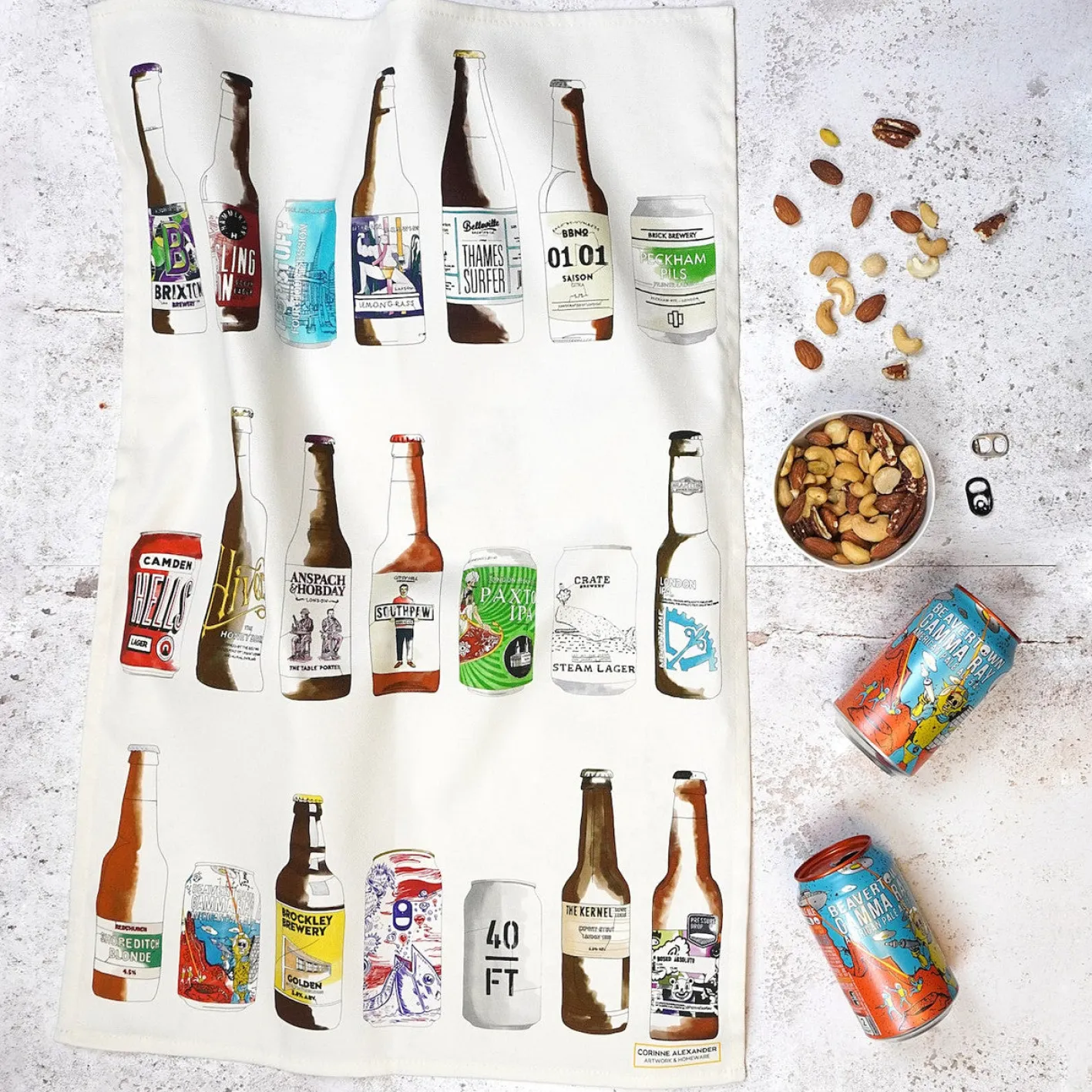 Corinne Alexander Craft Beer Tea Towel by