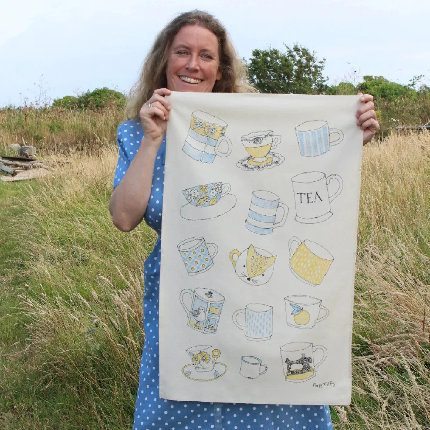 Poppy Treffry Cups and Mugs Tea Towel