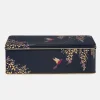 Sara Miller London Dark Blue Bird Long Deep Rectangular Tin
