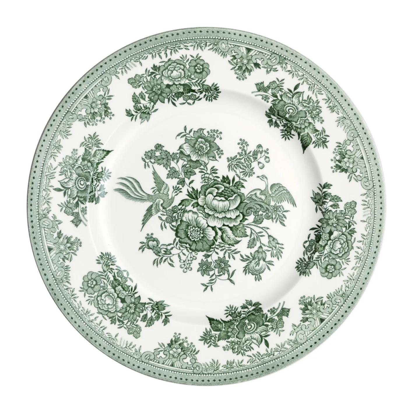 Burleigh Dark Green Asiatic Pheasant Dinner Plate 10 1/2 in