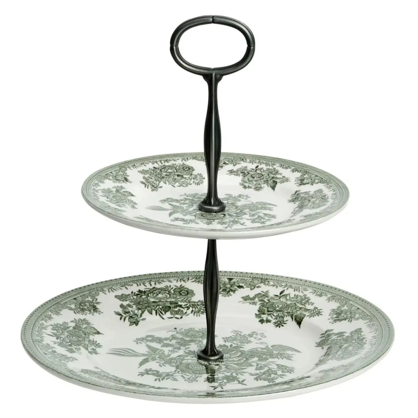 Burleigh Dark Green Asiatic Pheasants 2 Tier Cake Stand
