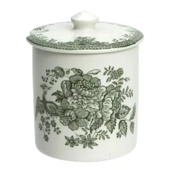 Burleigh Dark Green Asiatic  Pheasants Covered Jam/Sugar Pot