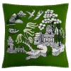 Jan Constantine Deep Green Willow Pattern Wool Pillow