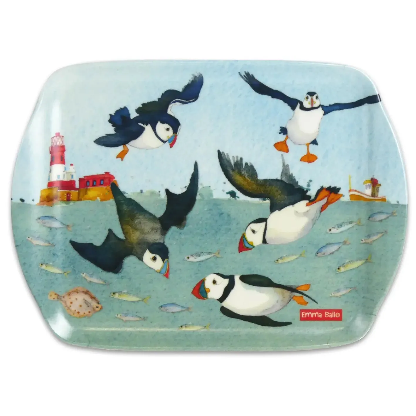 Emma Ball Diving Puffins Melamine Scatter Tray