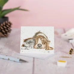 Wrendale Designs 'Dog and Catnap' Bassett Hound and Cat Enclosure Card