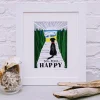 Lucky Lobster Dog + Beach = Happy Print Framed