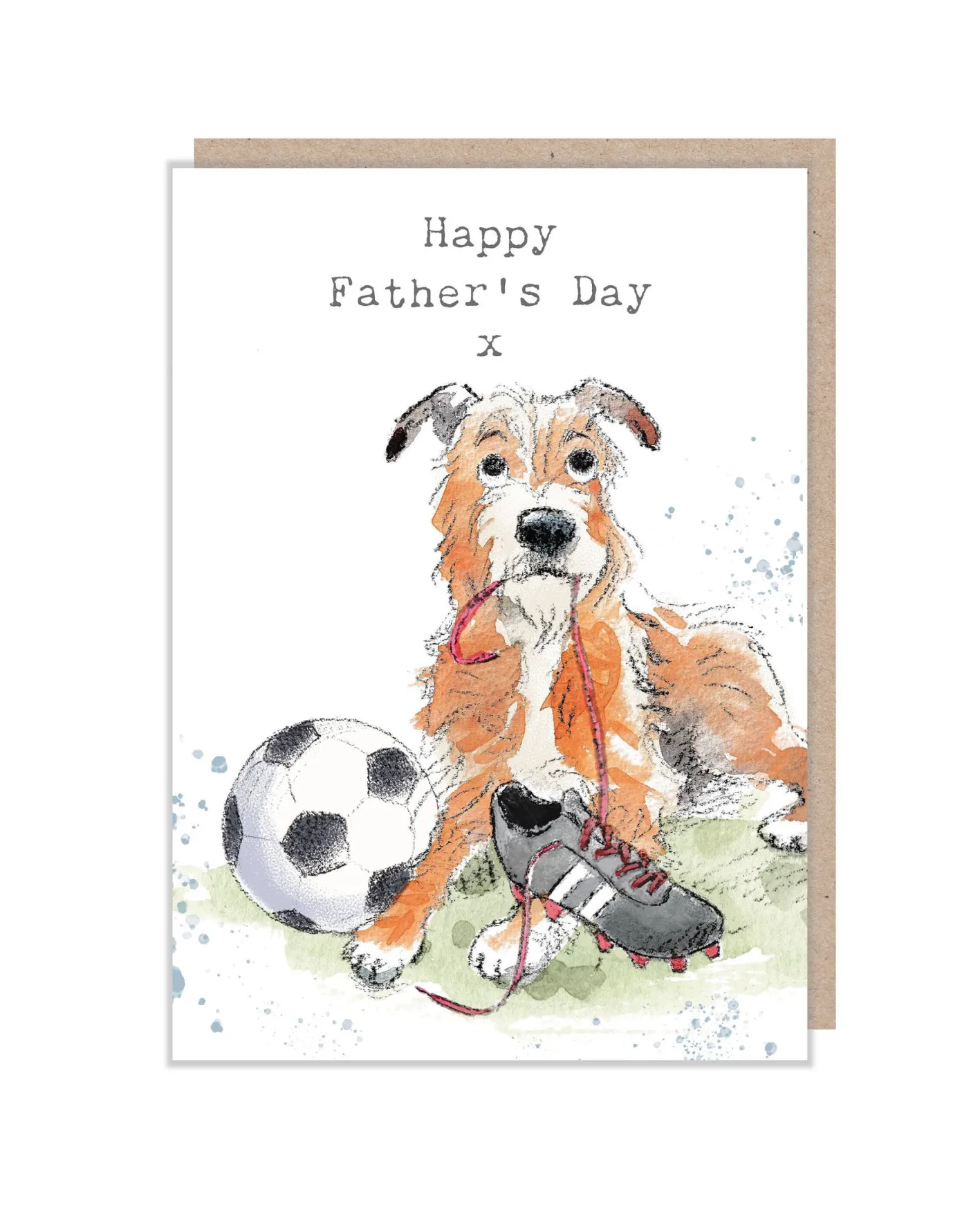 Paper Shed Design Dog with Soccer Ball Father's Day Greetings Card