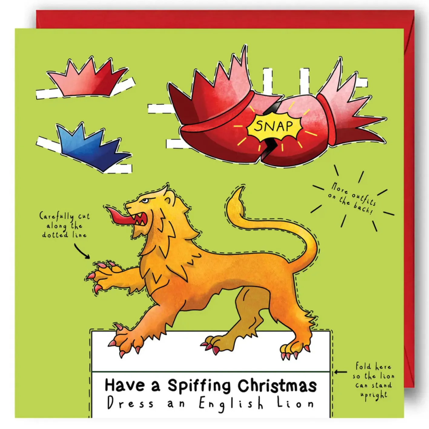 Yeti Dress an English Lion Christmas Card
