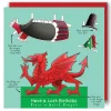 Yeti Dress a Welsh Dragon Birthday Card