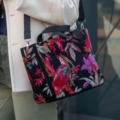 Earth Squared Bags Eden Black Botanical Velvet Tote Bag