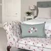 Sophie Allport Embroidered Peony Cotton Pillow