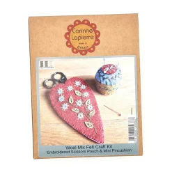Corinne Lapierre Embroidered Scissors Pouch and Mini Pin Cushion Felt Craft Kit