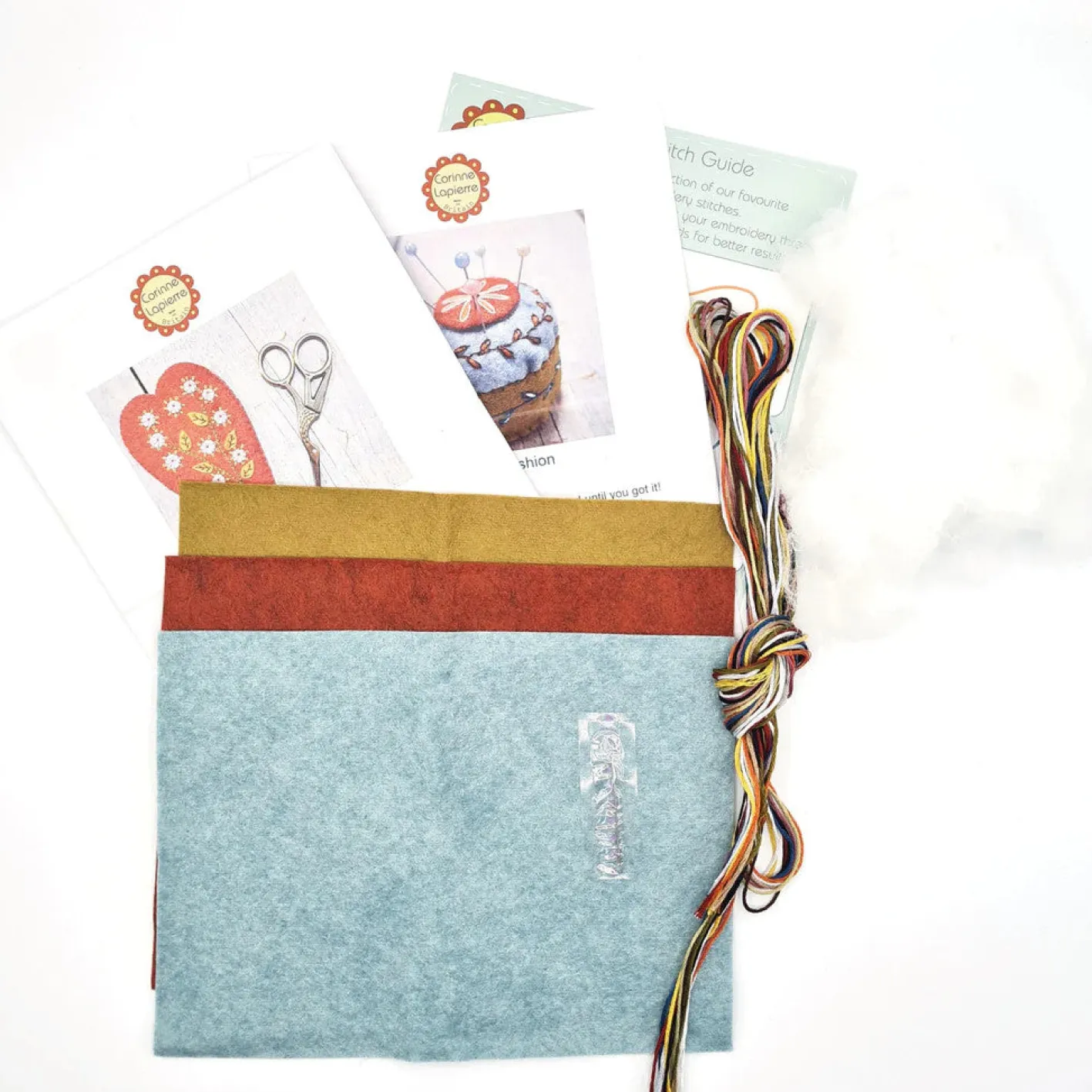 Corinne Lapierre Embroidered Scissors Pouch and Mini Pin Cushion Felt Craft Kit