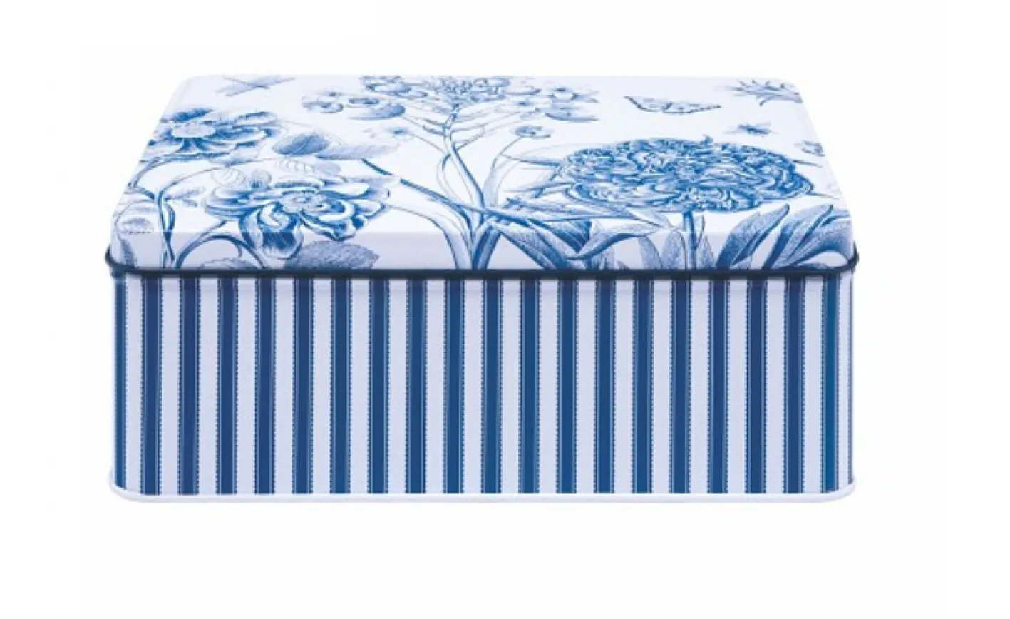Sanderson Etchings and Roses Deep Rectangular Tin