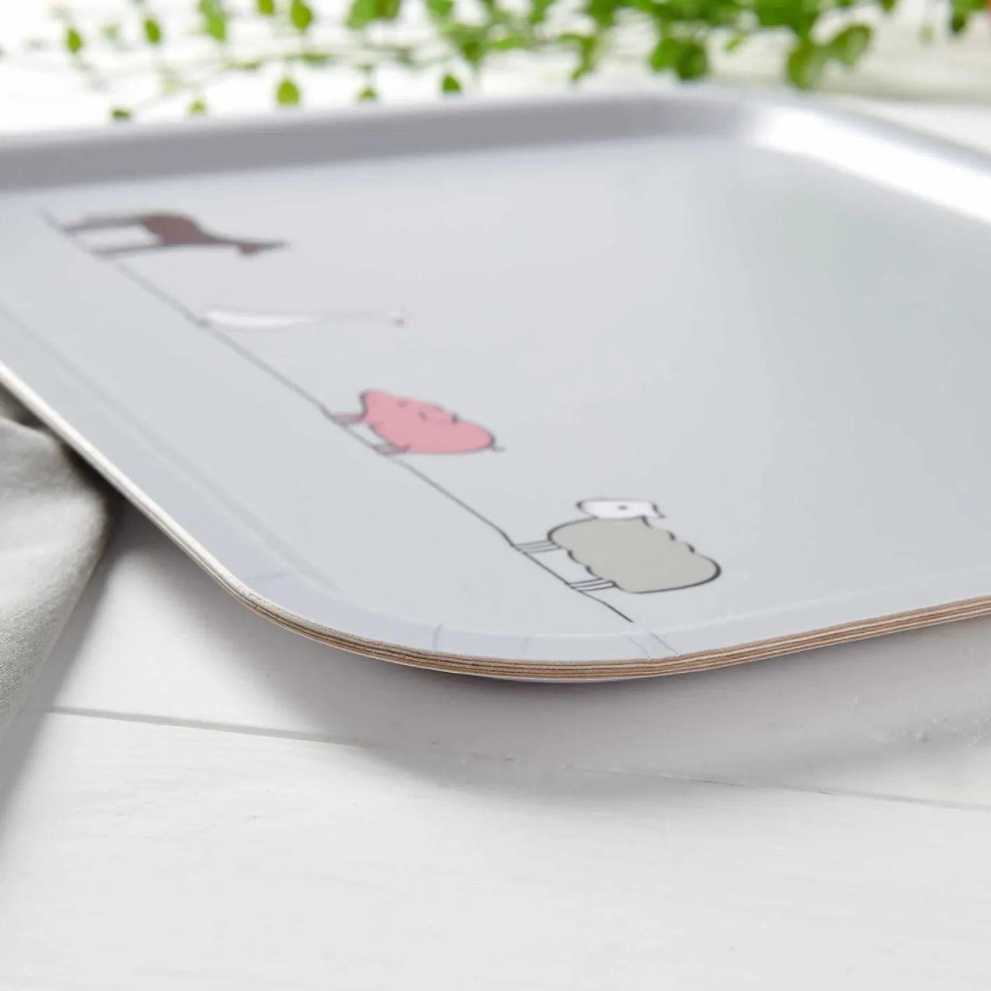 Jin Designs Farm Collection Birch Wood Tray