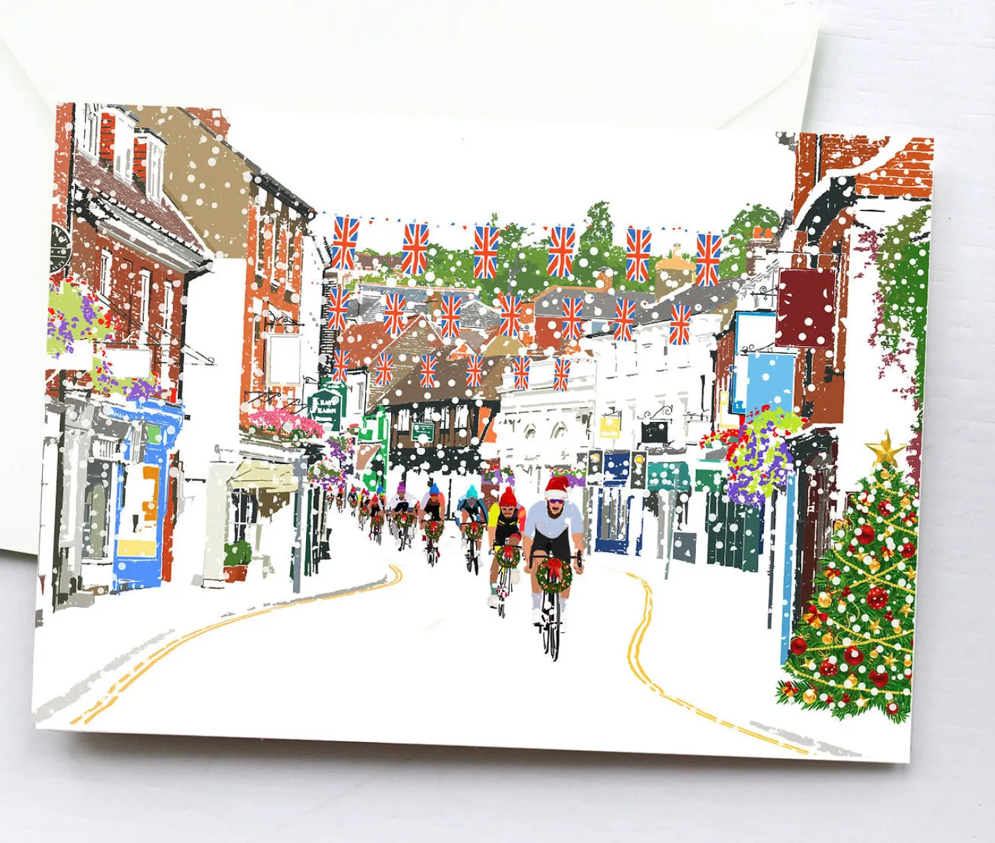 Njeri Illustrated Farnham Cycling Festival Christmas Card