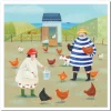 Emma Ball Feeding the Hens Greetings Card