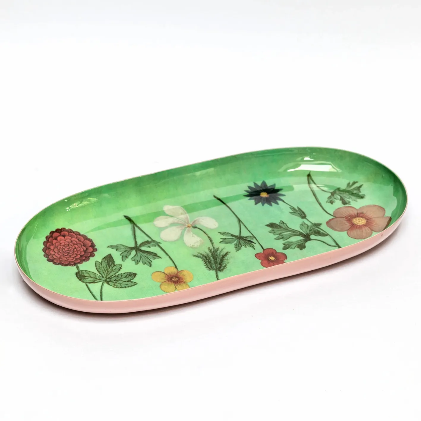 Roomytown Festival of Flowers Oval Enamel Printed Tray